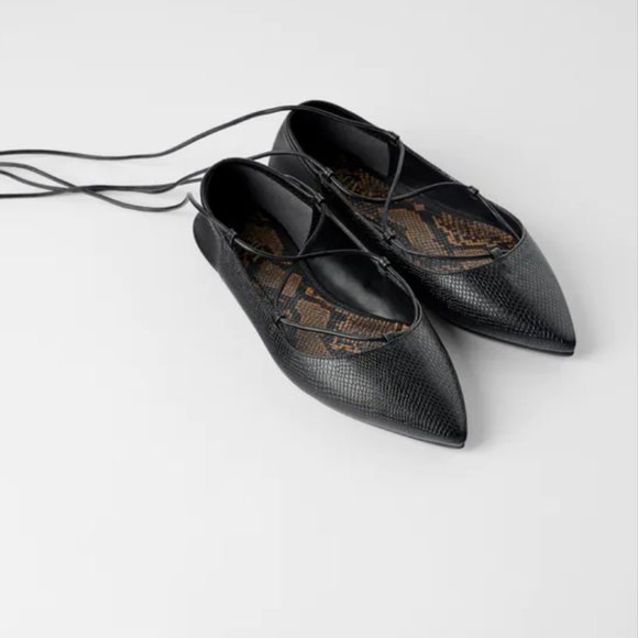 NWT ZARA ANIMAL PRINT TIED BALLET FLATS - Picture 6 of 8